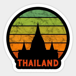 Thailand Temple Silhouette On A Rainbow Of Sunset Colors Sticker